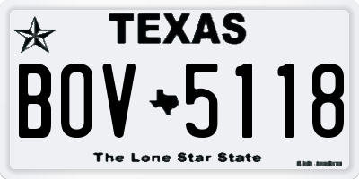 TX license plate BOV5118