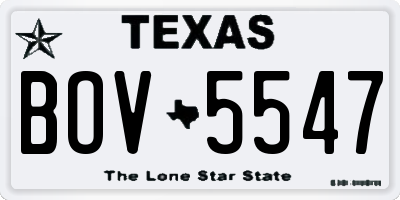 TX license plate BOV5547