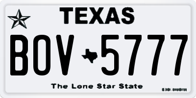 TX license plate BOV5777