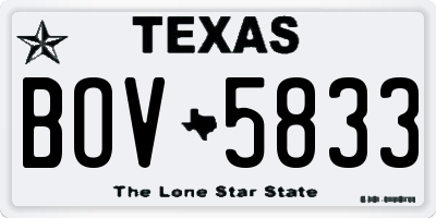 TX license plate BOV5833
