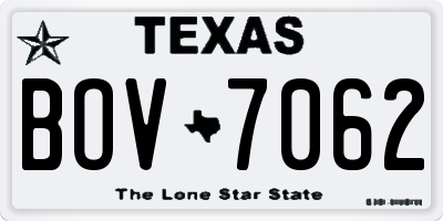 TX license plate BOV7062