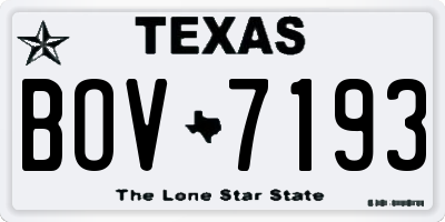 TX license plate BOV7193