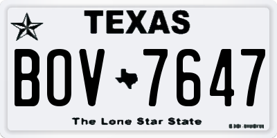 TX license plate BOV7647