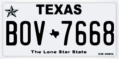 TX license plate BOV7668