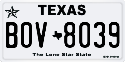 TX license plate BOV8039