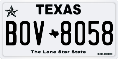 TX license plate BOV8058