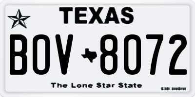 TX license plate BOV8072