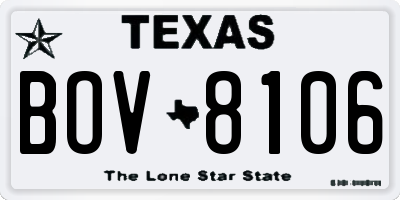 TX license plate BOV8106