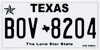 TX license plate BOV8204