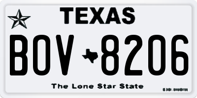TX license plate BOV8206