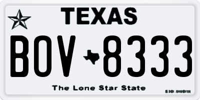 TX license plate BOV8333
