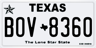 TX license plate BOV8360