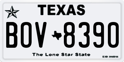 TX license plate BOV8390