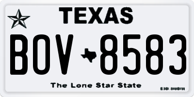 TX license plate BOV8583