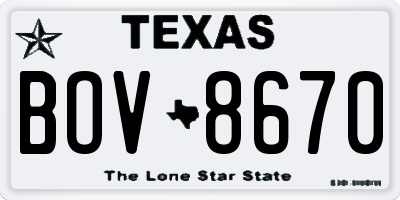 TX license plate BOV8670