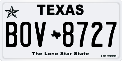 TX license plate BOV8727