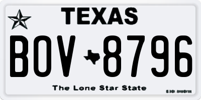 TX license plate BOV8796