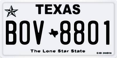 TX license plate BOV8801