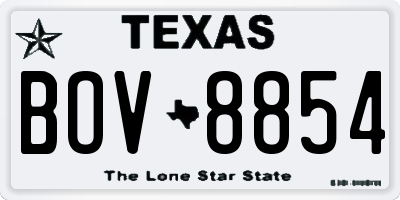 TX license plate BOV8854