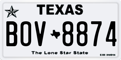 TX license plate BOV8874