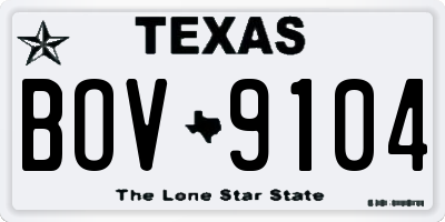 TX license plate BOV9104
