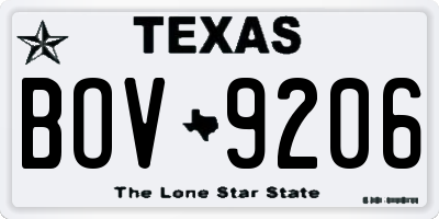 TX license plate BOV9206