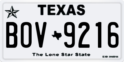 TX license plate BOV9216