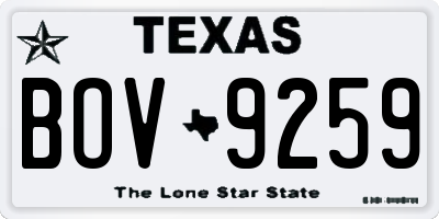 TX license plate BOV9259