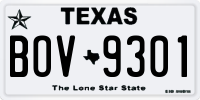 TX license plate BOV9301