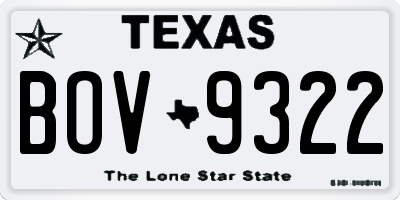 TX license plate BOV9322
