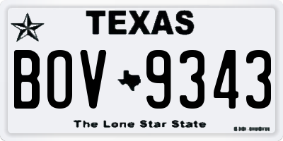 TX license plate BOV9343