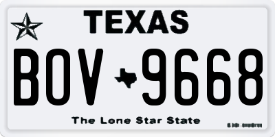 TX license plate BOV9668