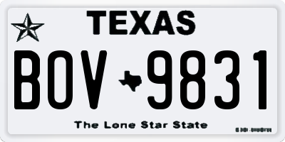 TX license plate BOV9831