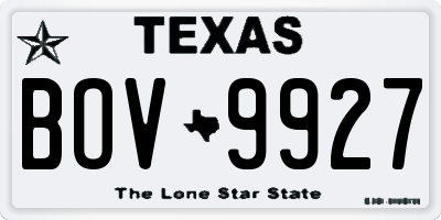 TX license plate BOV9927