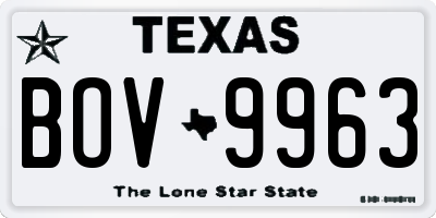 TX license plate BOV9963