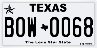 TX license plate BOW0068