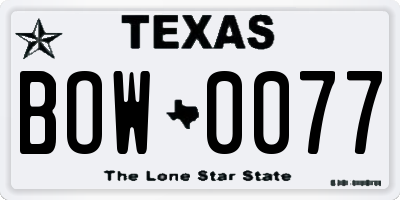 TX license plate BOW0077