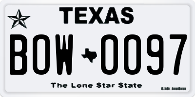 TX license plate BOW0097