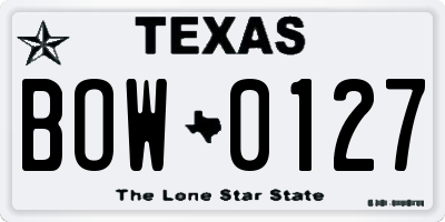 TX license plate BOW0127