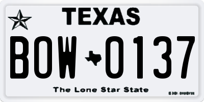 TX license plate BOW0137