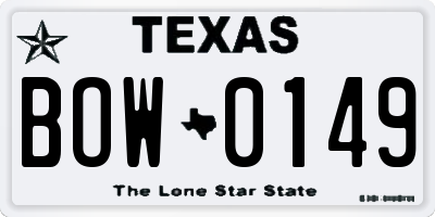 TX license plate BOW0149