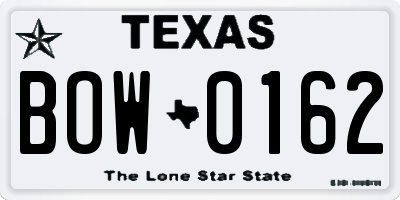 TX license plate BOW0162