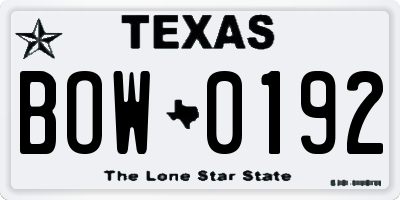TX license plate BOW0192