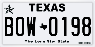 TX license plate BOW0198