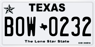 TX license plate BOW0232