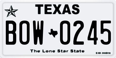 TX license plate BOW0245