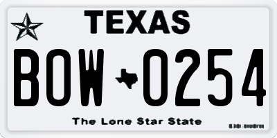 TX license plate BOW0254