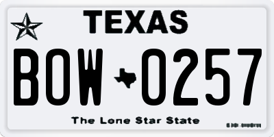 TX license plate BOW0257