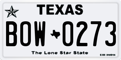 TX license plate BOW0273