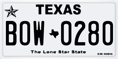 TX license plate BOW0280